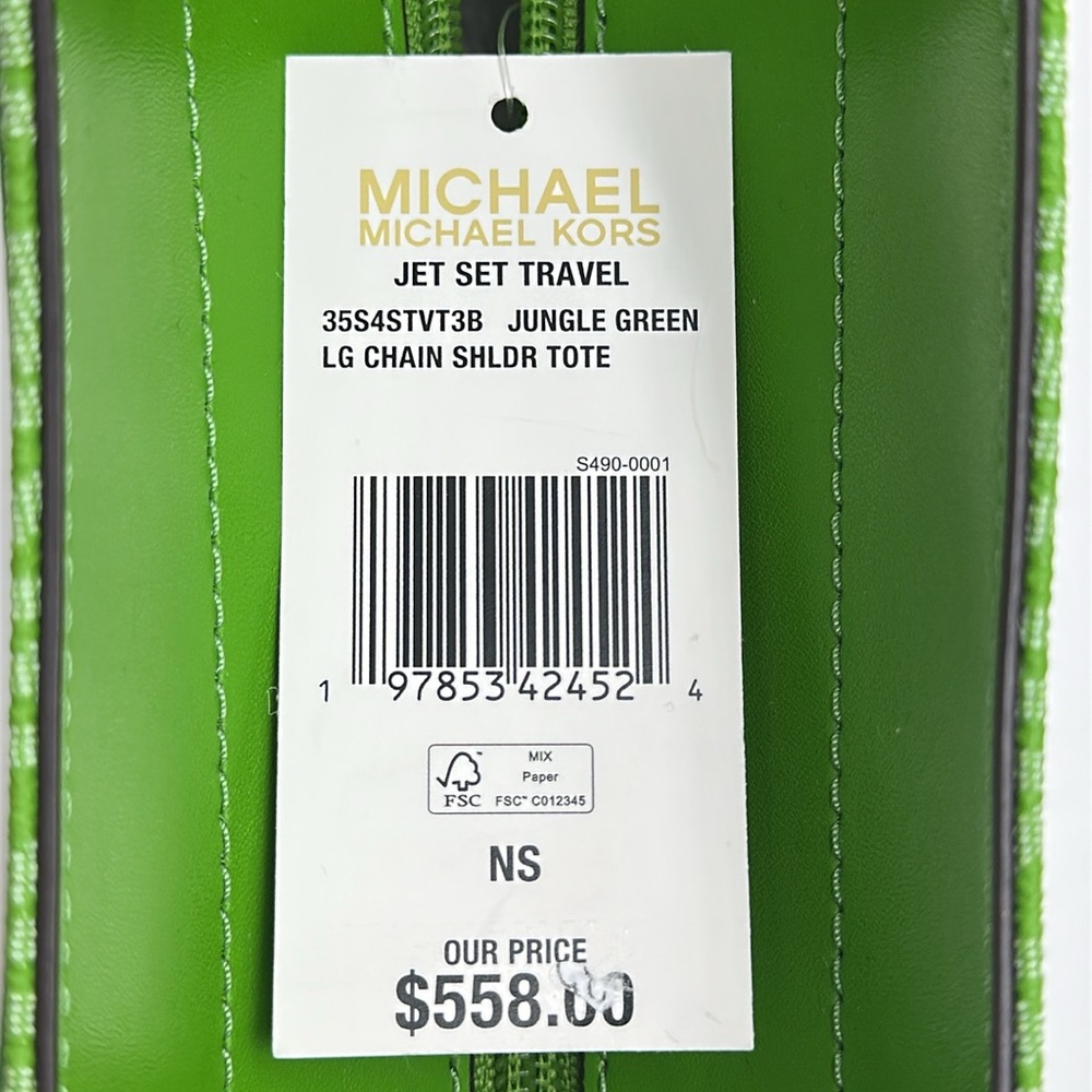 Michael Kors Jet Set Large Signature Logo Chain Shoulder Tote Bag
Jungle Green - Picture 16 of 16